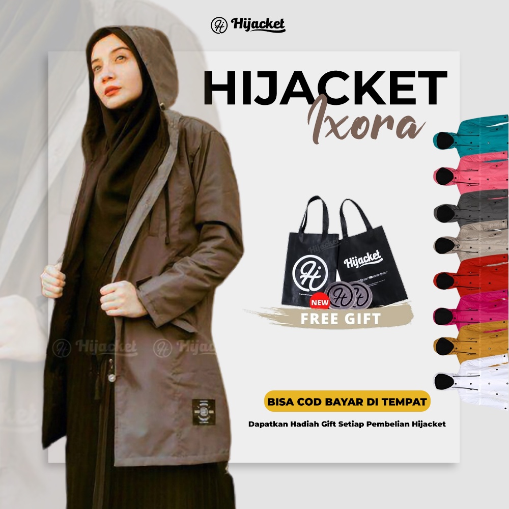 HIJACKET ORIGINAL IXORA JAKET WANITA MUSLIMAH SYARI HIJAB JAKET ANTI AIR