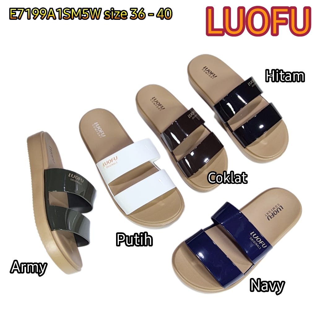 jelly sandal wanita selop ban 2 luofu karet import sendal cewek E7199A1SM5W