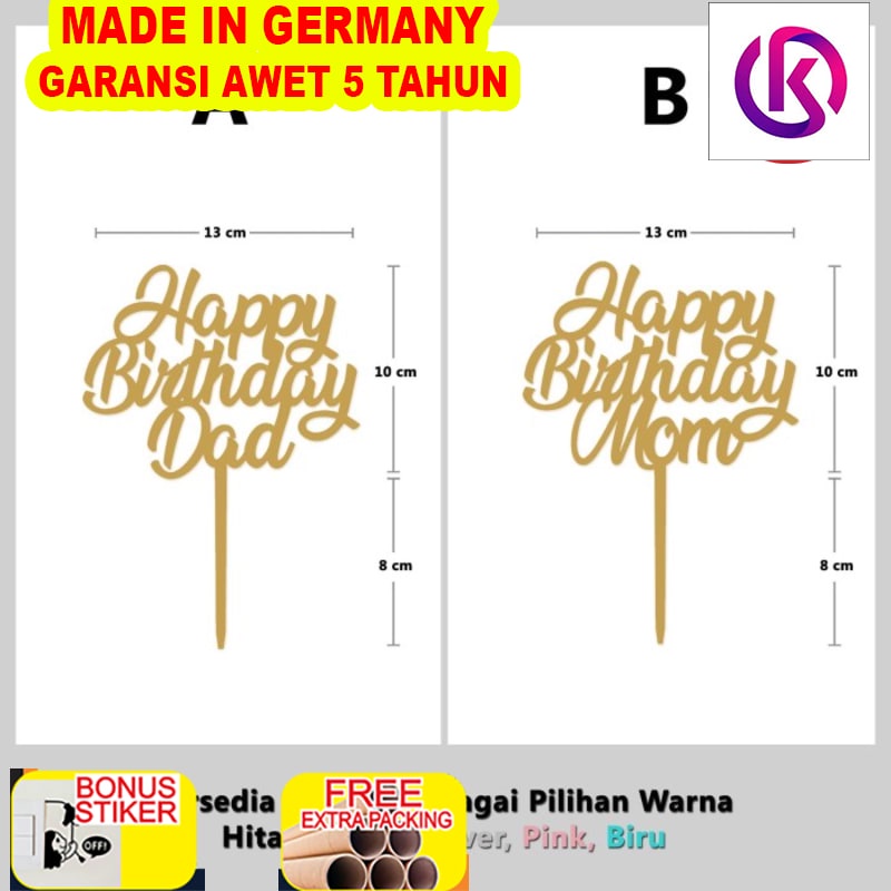 

Promo Cake Topper / Topper Kue - Happy Birthday Dad / Mom