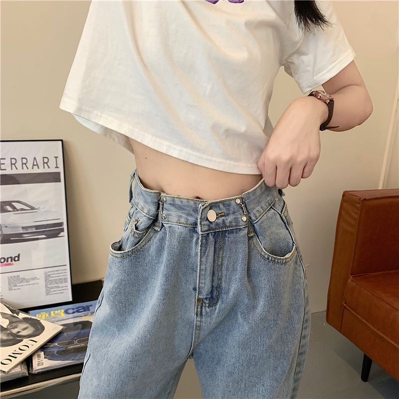 [COD&amp;READY STOK]Jeans Wanita Korean Style Fashion Celana Denim High Waist Loose Wide Leg