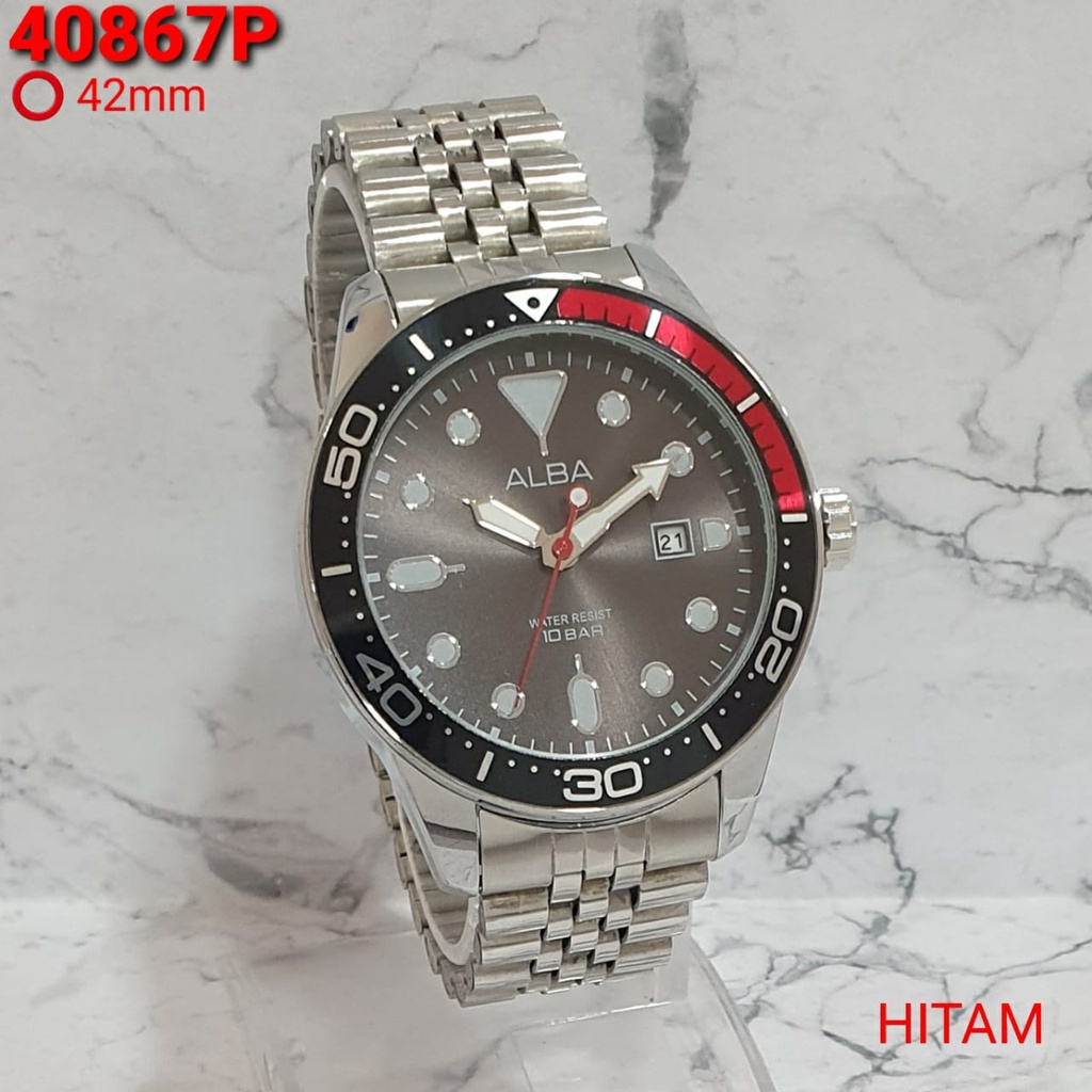 Grosiran Jam Tangan Alba 4288ET Analog Strap Stainless Tanggal Aktif Free Box Jam Tangan (COD)