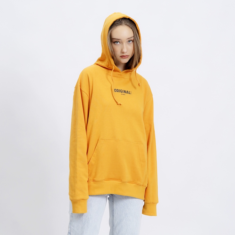 AMR ORIGINAL - 015 ORI LOGO MUSTARD - HOODIE WANITA PRIA UNISEX OVERSIZE CASUAL-1