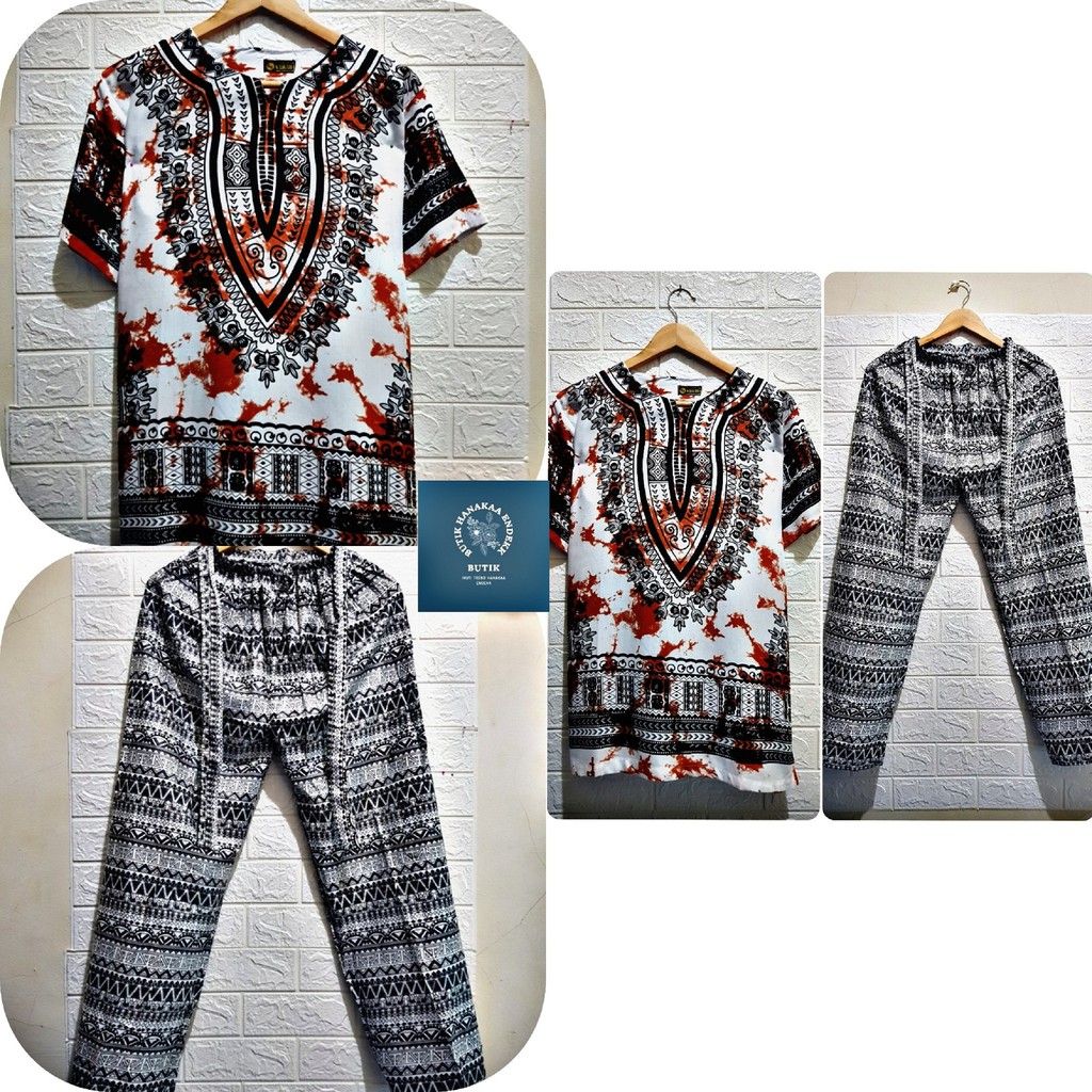 Set/Setelan Baju dan Celana Indie Bercak Fourtwentyy Pria/Wanita (Unisex) Bahan Katun Rayon - Baju Bali - Baju Dashiki - Baju Keren