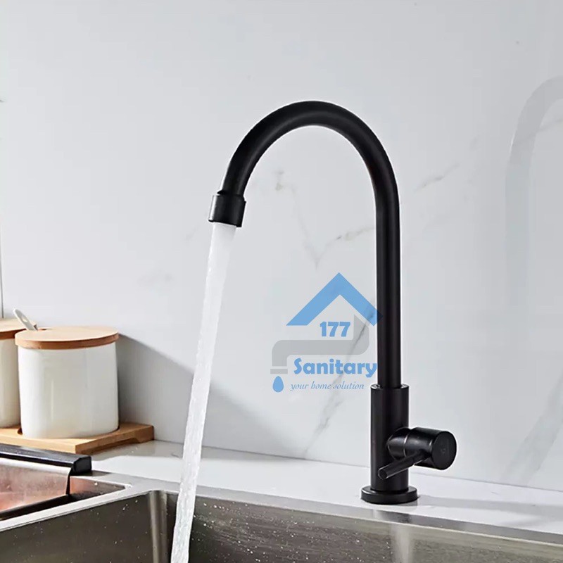 Kran angsa Meja stainless HITAM 20191BL-Keran air sink cuci Piring Black stenlis faucet tap wastafel sink bak/D3