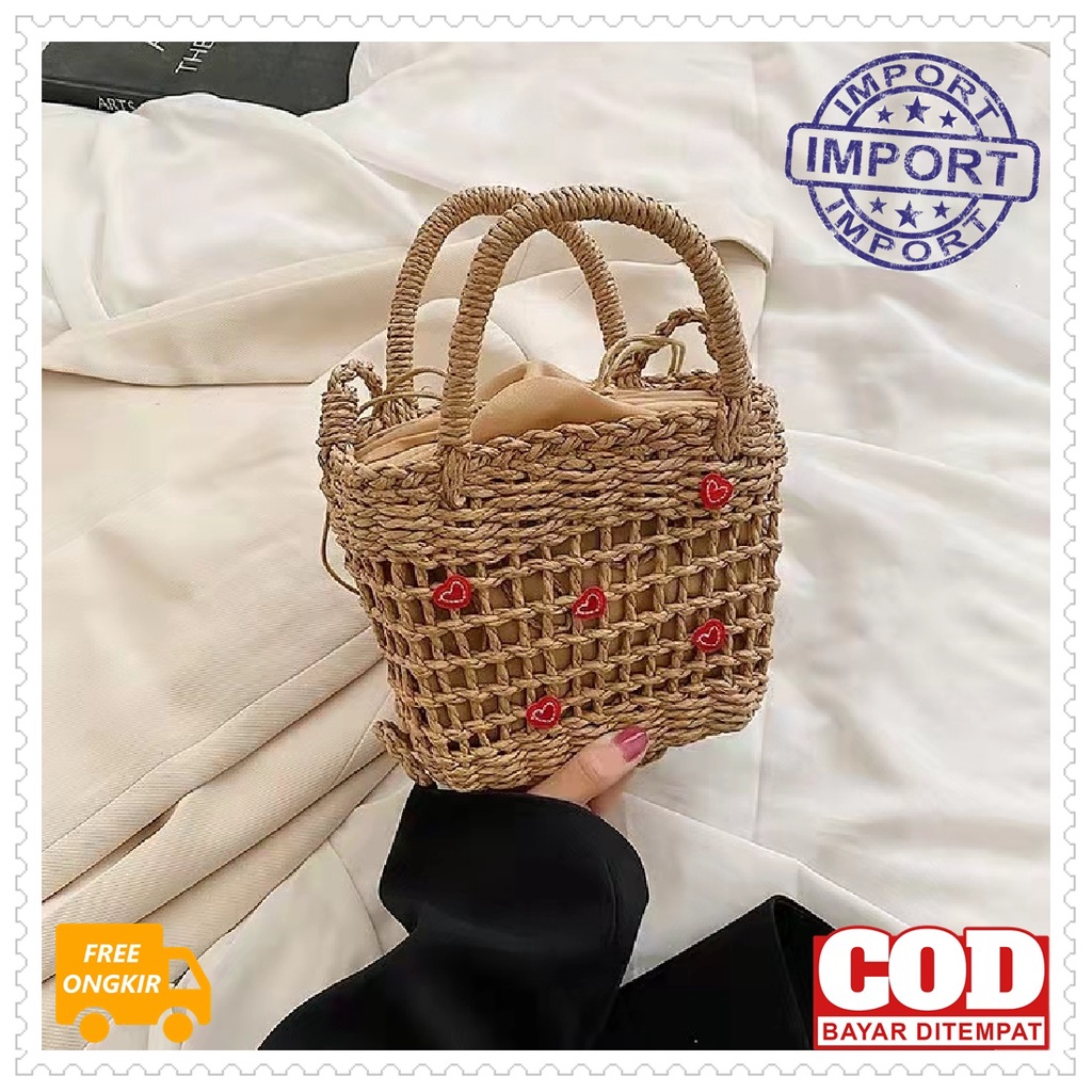 TAS SELEMPANG WANITA VB3495 IMPORT SLINGBAG PESTA BAHU JINJING HANDBAG PEREMPUAN BAHAN RAJUT UNIK KO