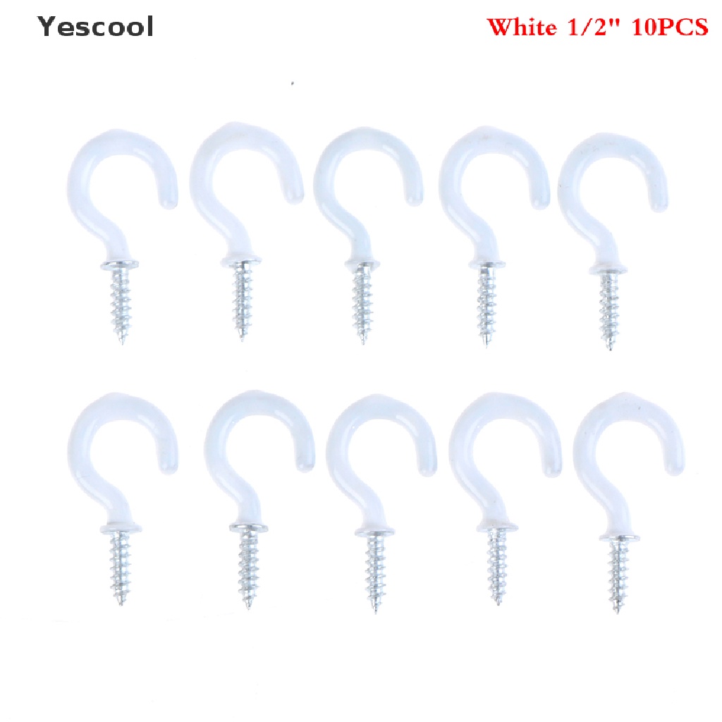 Yescool 10Pcs / Set Kait Gantung Gelas / Mug Bahan Stainless Steel Untuk Perlengkapan Rumah