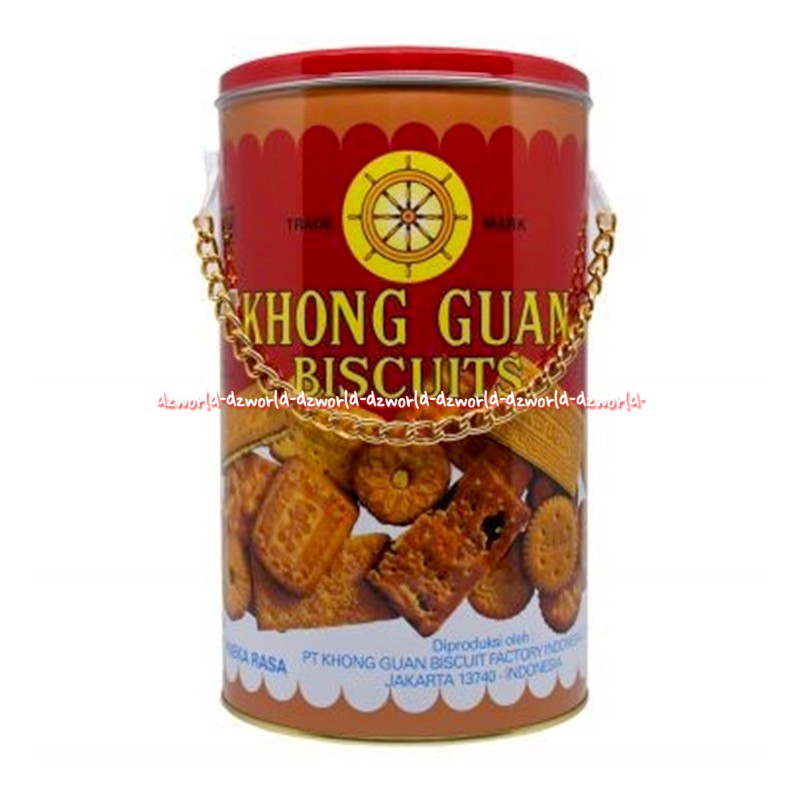 Khong Guan 1kg Biscuits Tin Kaleng Rantai Emas Biskuit Konguan Kaleng Besar Khongguan