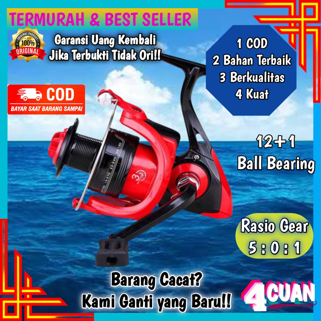 [COD] Reel Gulungan Kerekan Katrol Rill Ril Rel Rell Real Pancing lieyuwang Murah 5.0:1 12+1 Bering