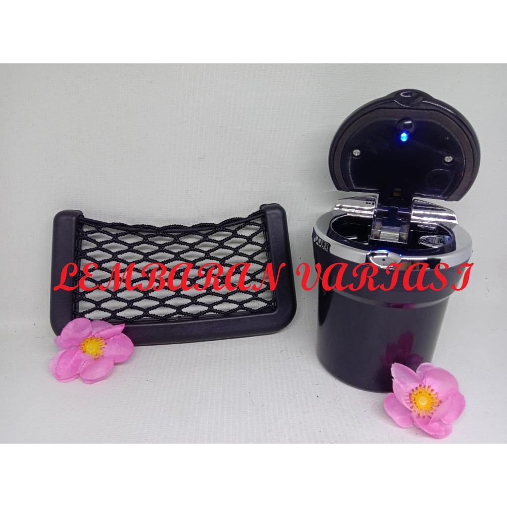 Termurah Asbak rokok portable + kantong jaring hp kecil mobil agya/ayla