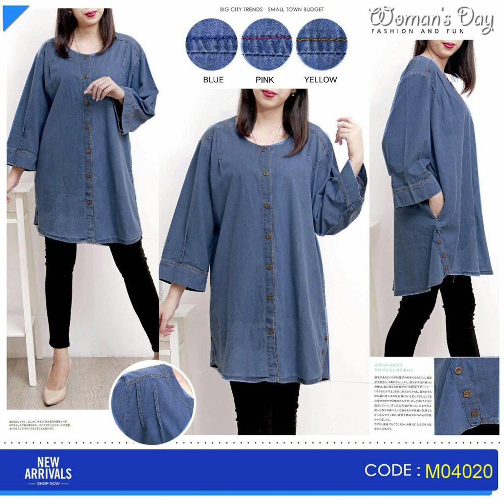 baju atasan wanita jumbo bigsize blouse tunik jeans wanita jumbo bigisizs baju jeans perempuan jumb