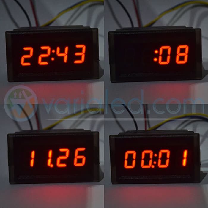 Jam Digital DC Mini Clock Watch Motor & Mobil 4.5-30V Waterproof MERAH