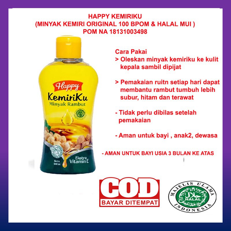 HAPPY KEMIRIKU MINYAK PENUMBUH RAMBUT AMPUH 100%ORIGINAL-BPOM