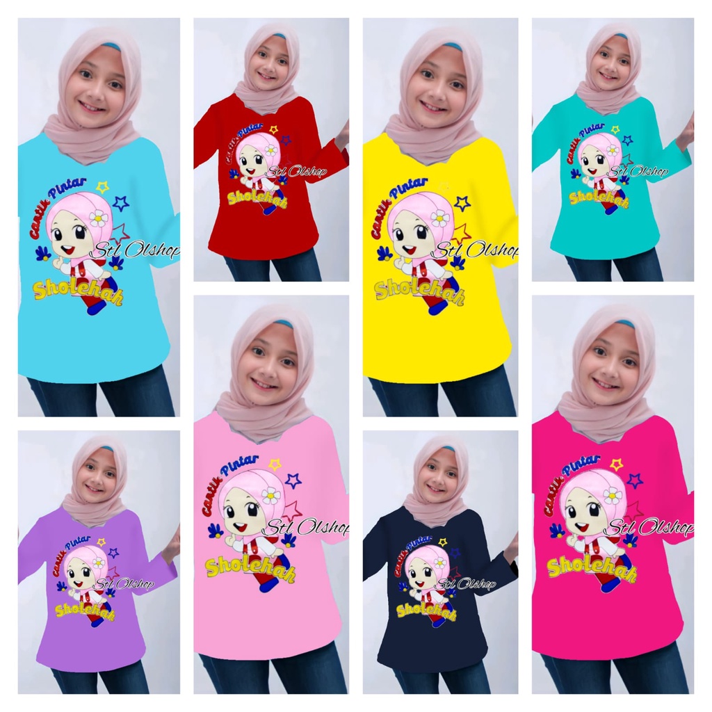 Kaos atasan cantik pintar lengan panjang anak perempuan murah &amp; kekinian | motif lucu | 1-10 Tahun