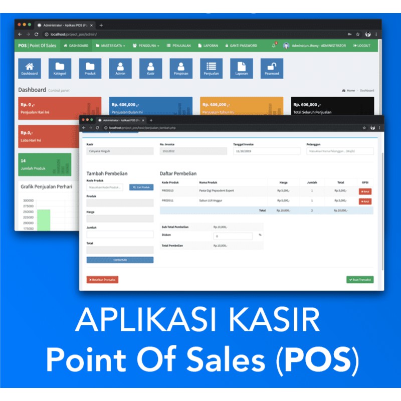 Aplikasi Web Sistem Informasi Penjualan Kasir Point Of Sales (POS) PHP MySQLi &amp; Ajax