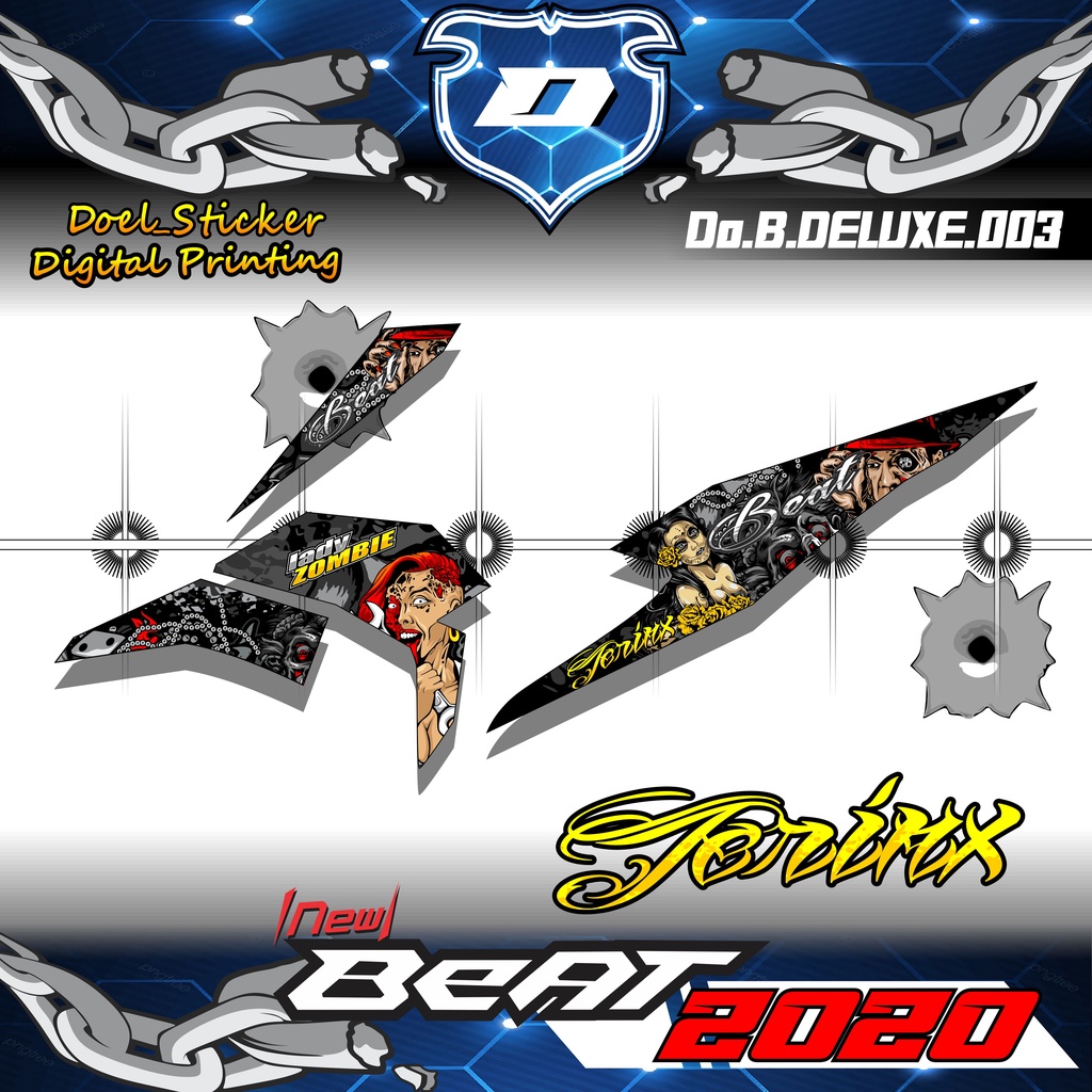 (COD) BEAT 2020 sticker striping stiker striping BEAT DELUXE,BEAT STREET,BEAT FI NEW 2020/2021 03 VARIASI MOTIF JERINK