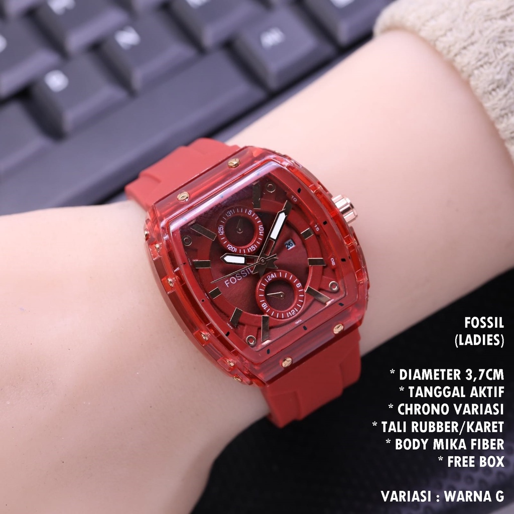 JAM TANGAN WANITA FASHION TALI RUBBER BODY OVAL TANGGAL AKTIF