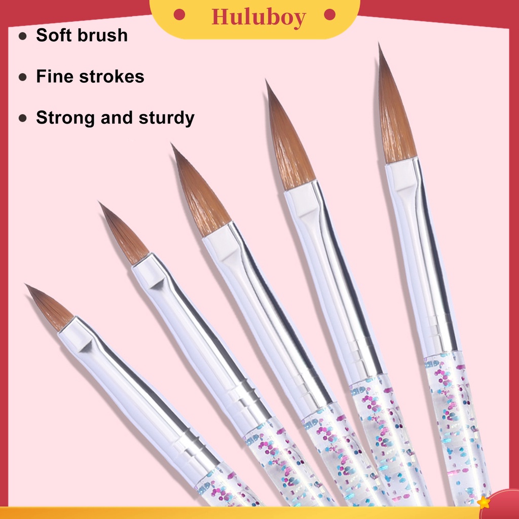 Huluboy Huluboy♡ 5pcs / Set Brush Nail Art Multifungsi Ujung Lembut Ultra Tipis Untuk Manicure DIY