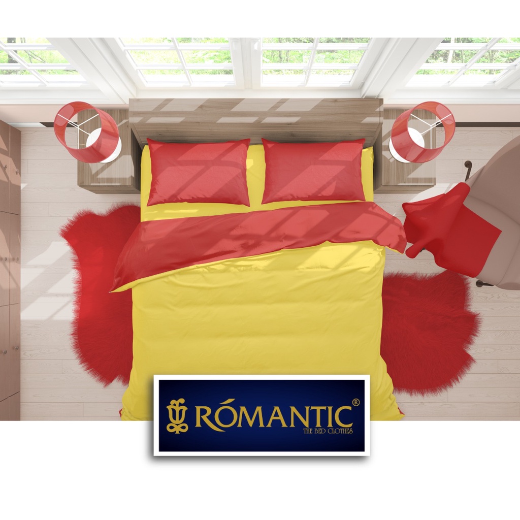 Two Tone Bedcover ROMANTIC Kuning x Merah aesthetic Bandung