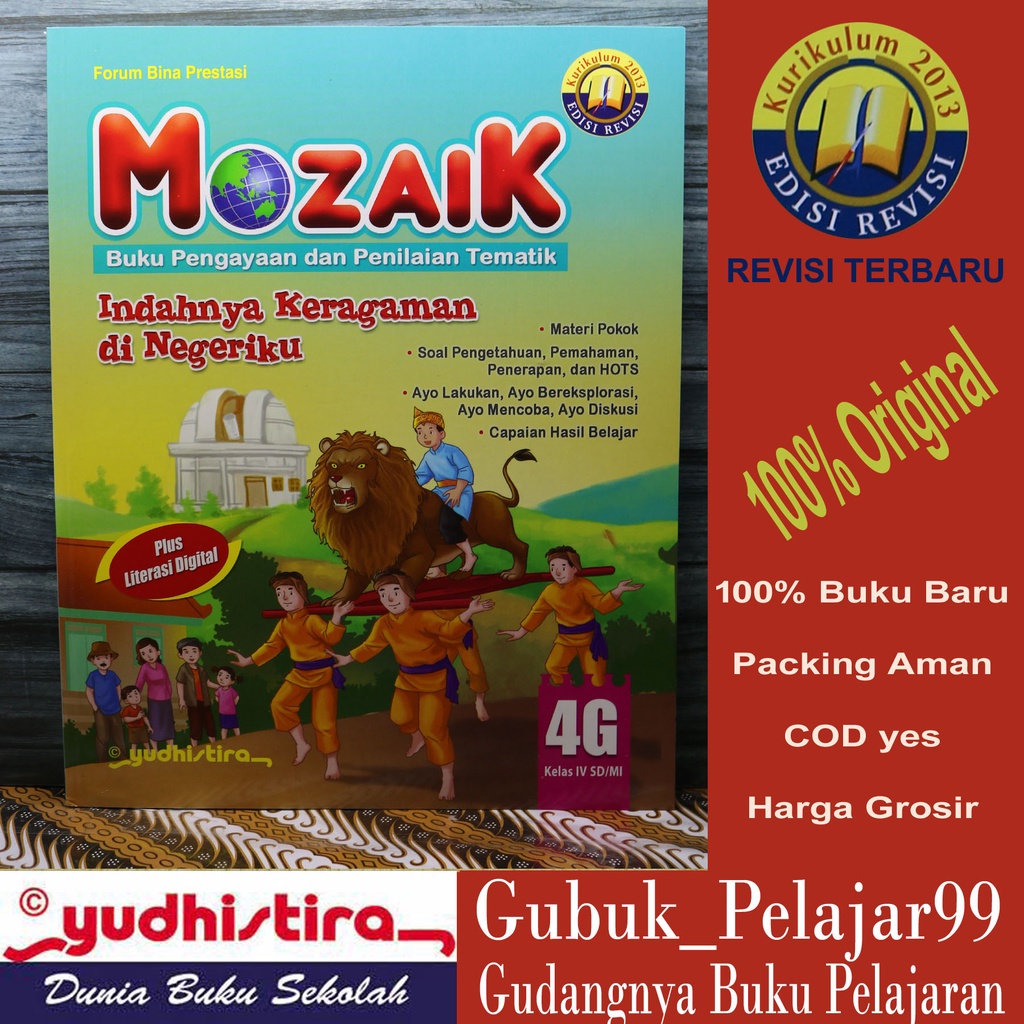 MOZAIK Tematik Kelas 4G Revisi Terbaru YUDHISTIRA Original BOOK