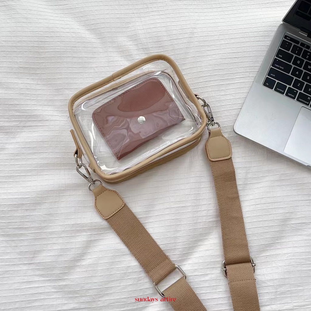 Sundays Attire - ASPEN transparent sling bag with FREE card holder / Tas Unisex