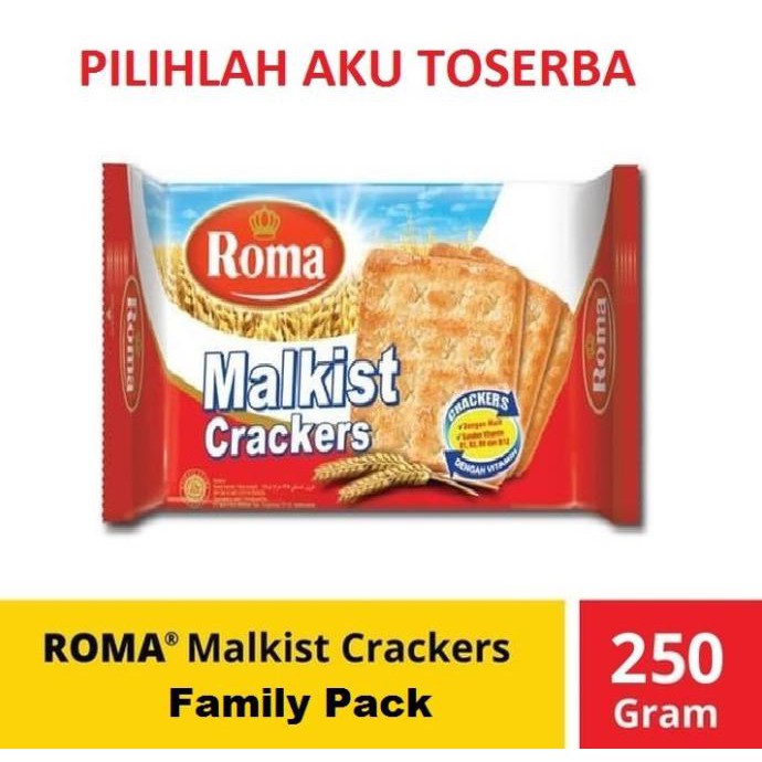 

BISKUIT ROMA MALKIST CRACKERS 250 GR FAMILY PACK - ( 1 KARDUS ISI 20 )