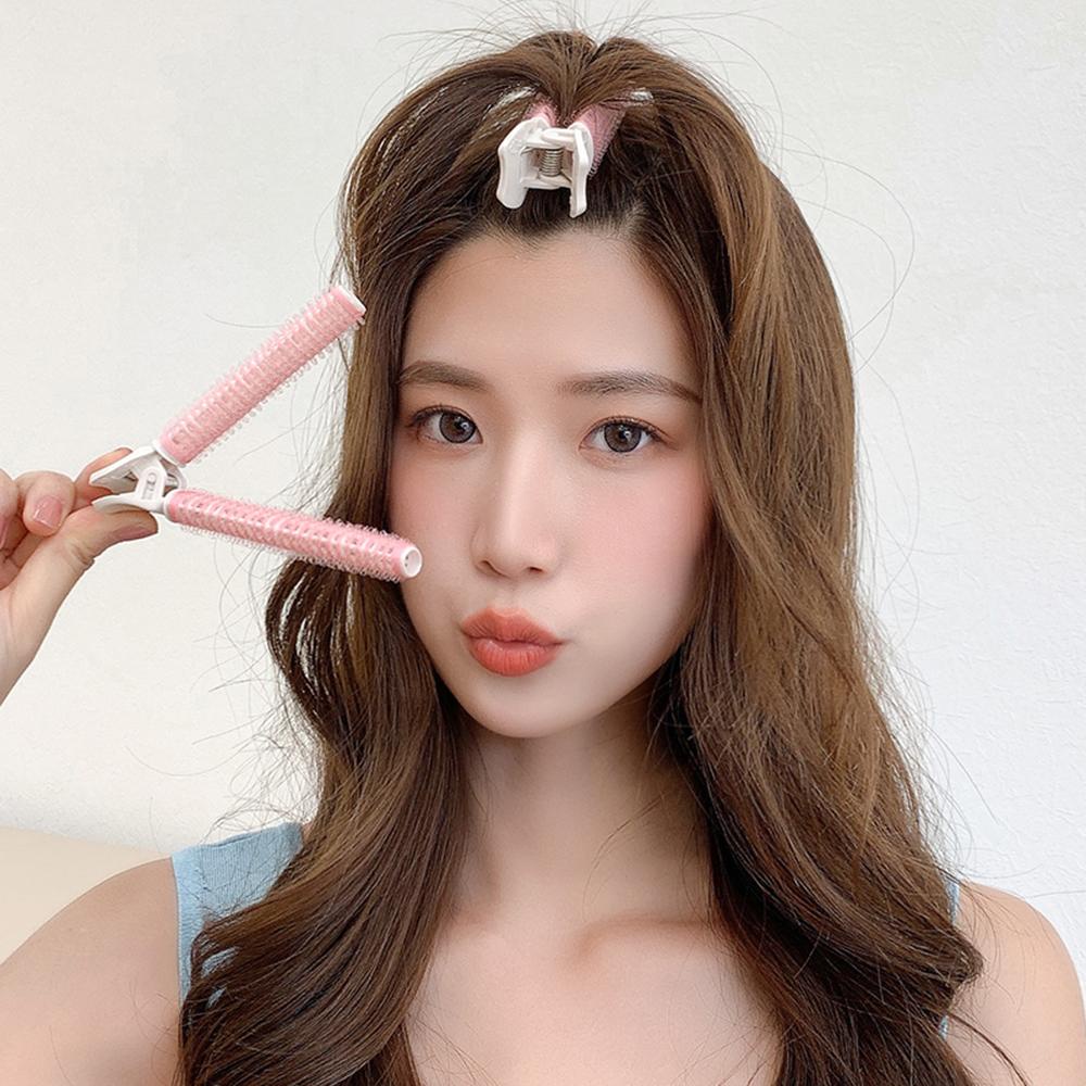 [Elegan] Rambut Akar Berbulu Klip Merah Muda Gadis Jepit Rambut Ada Panas Ikal Malas Curler Magic DIY Styling Tools