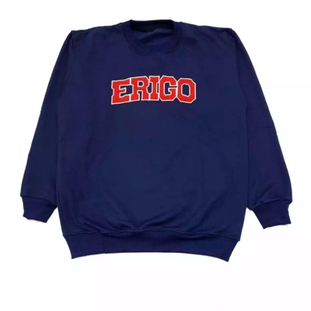 Sweater Crewneck ERIYGO Hijau Army Logo Texs Pull Bordir Premium Distro Unisex Bahan Tebal