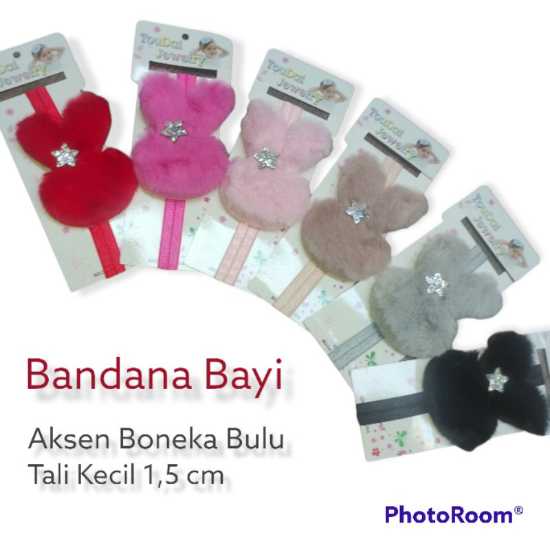 Bandana Bayi Aksen Boneka, PITA Bulu