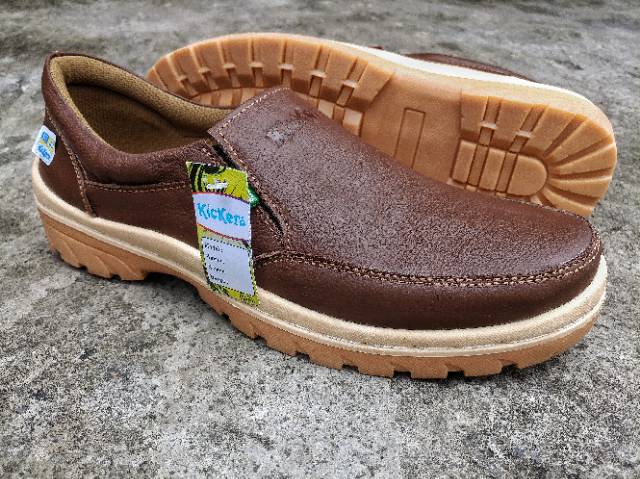 Sepatu kickers casual pria bahan kulit sapi sepatu santai kulit F18