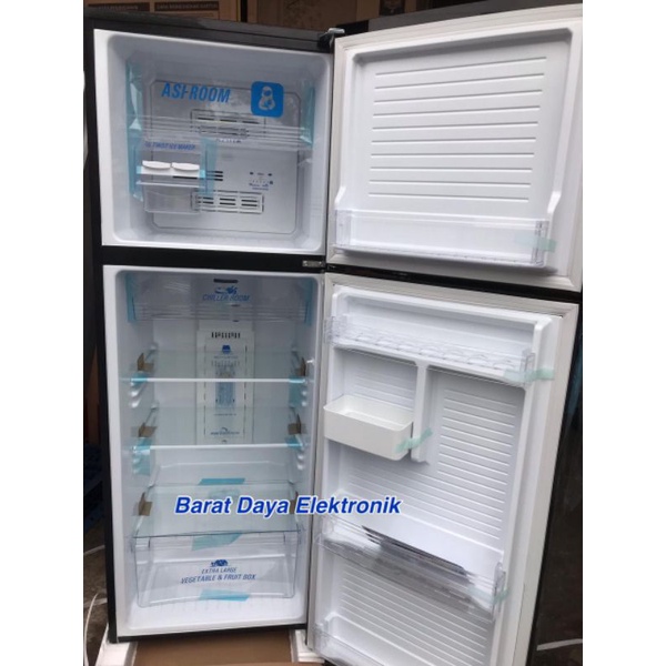 Kulkas Aqua Inverter Kulkas 2 Pintu Inverter [220 L] AQR-D275WBK/BK Tanpa Bunga Es Low Watt Jabodetabek