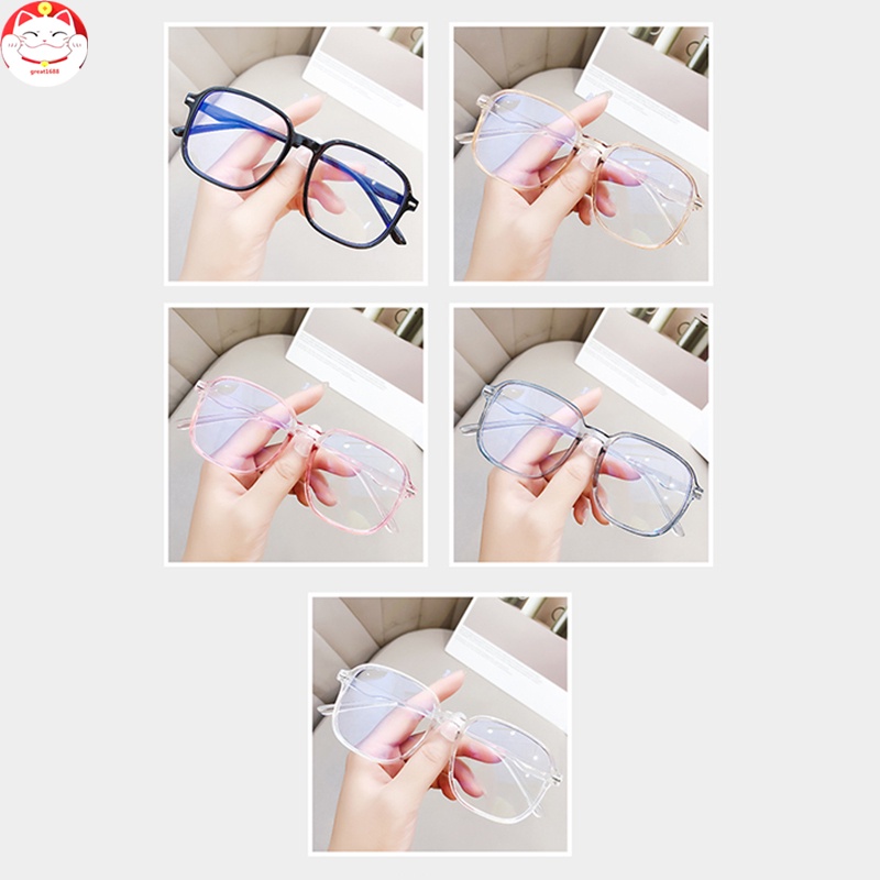 Blue Light Blocking Glasses Big Frame Computer Use Lightweight Anti Eyestrain Retro Flat Mirror Glasses for Women Men