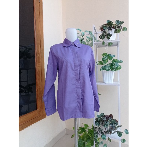 KEMEJA WANITA JUMBO XXL XXXL XXXXL CASUAL POLOS TOYOBO-Lavender