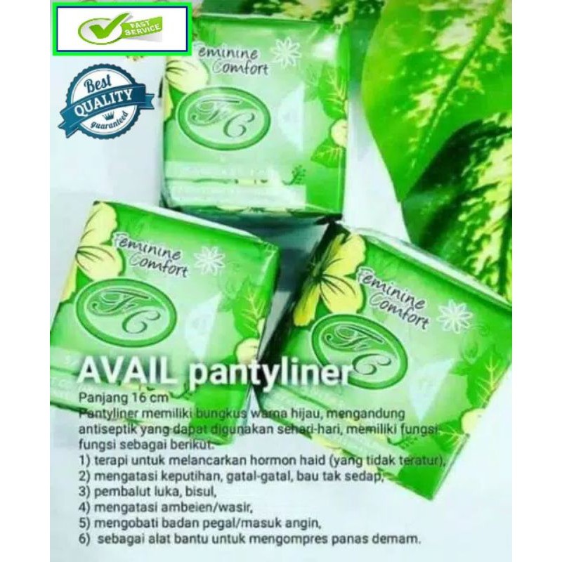 Pembalut Avail Hijau Pantyliner 1Ball /  AVAIL HIJAU FEMININE COMFOR 1BALL ISI 10 PACK / PEMBALUT