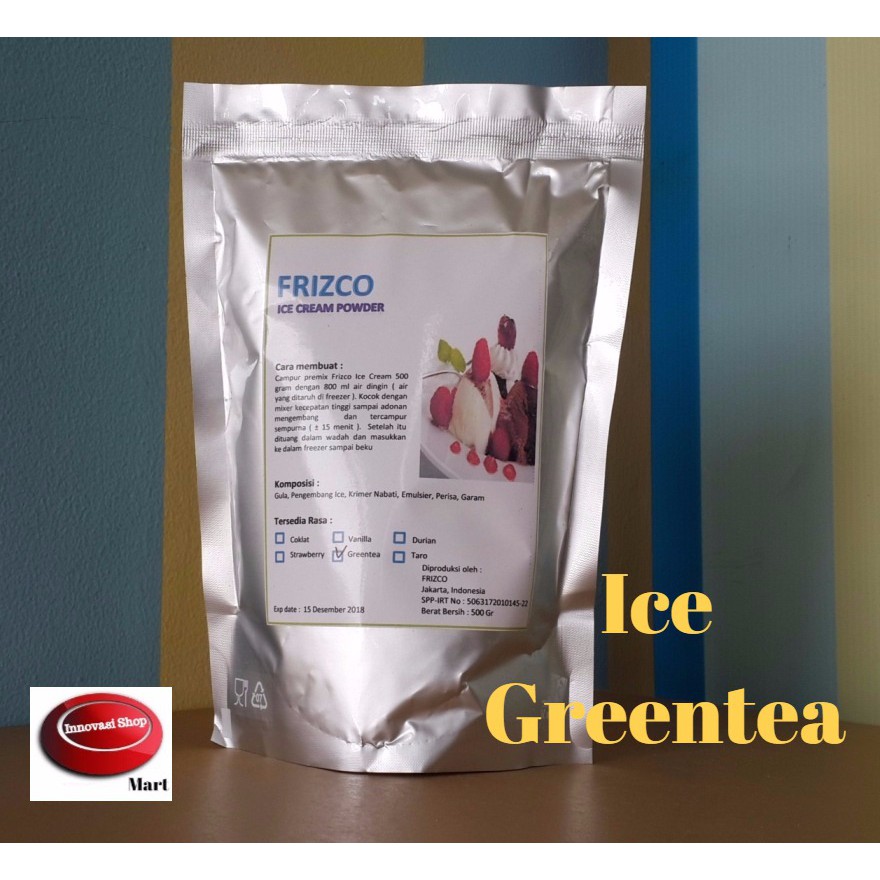 

GREENTEA Ice Cream Frizco Instant Powder 500Gr Frisco Bubuk Es Krim hard ice cream GREEN TEA