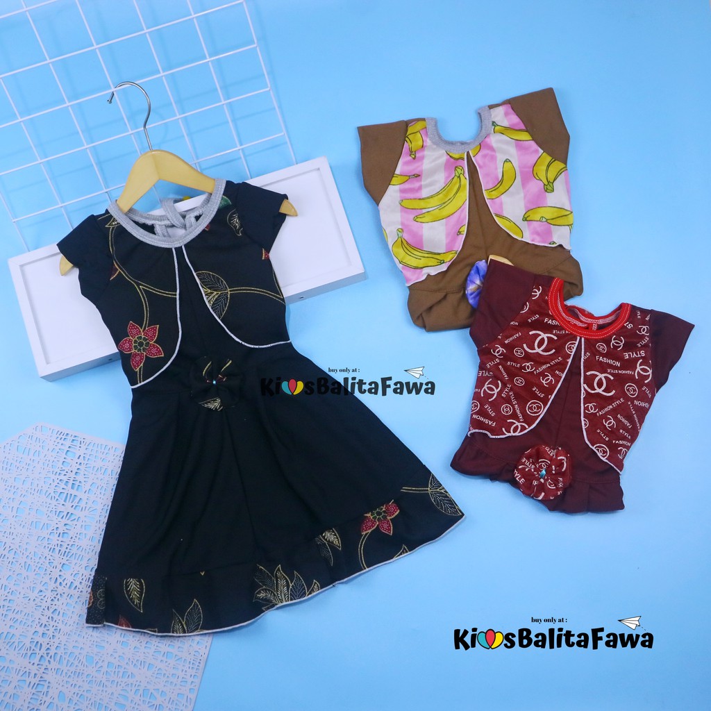 Dress Joana uk 1-2 Tahun / Dres Gaun Brukat Import Anak Perempuan Murah Baju Lengan Pendek Cewek