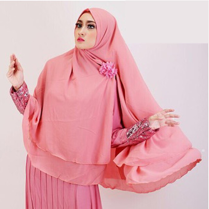 Jilbab Khimar, Jilbab Kimar Khimar hijab Jilbab Ceruti Jumbo Instan 2 layer - Putih Murah