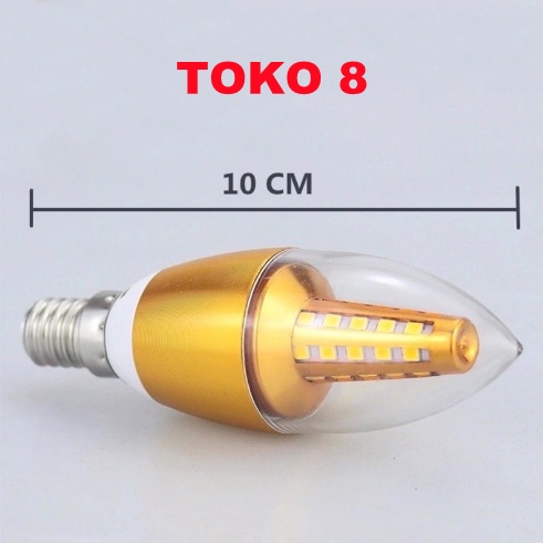 LAMPU CANDEL LED BOHLAM CANDEL SMD 5WATT E14 E27 PUTIH KUNING TERANG BAGUS