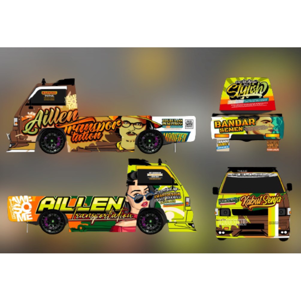 STICKER MOBIL PICK UP L300 MOTIF VARIASI