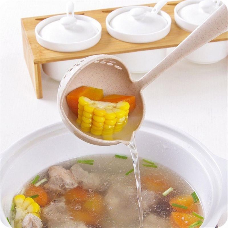 Sendok Kuah Sayur 2 in 1 Plastik Centong Sup Tirisan Peniris Sayur Soup