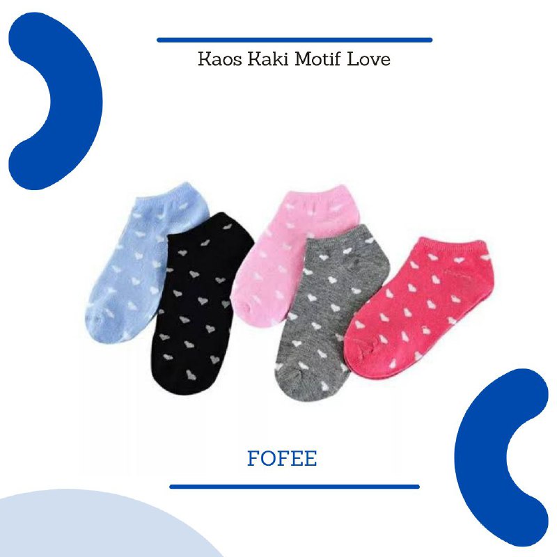 [IMPORT] - Kaos Kaki Lucu Motif Love Bahan Kain Spandek+Polyester Breathable