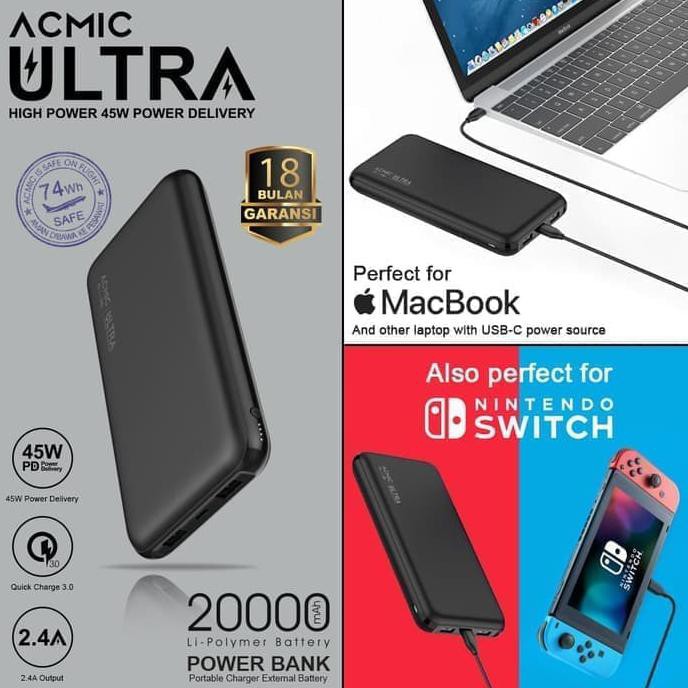 ACMIC ULTRA - High Power 45watt PD Power Delivery 20000mAh PowerBank
