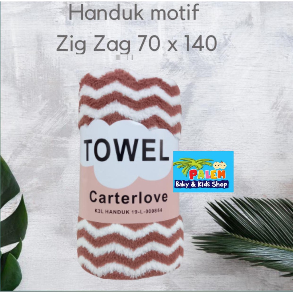 Carterlove handuk Microfiber Bulu Zig Zag 70x140 Lembut Super Serap Berkualitas