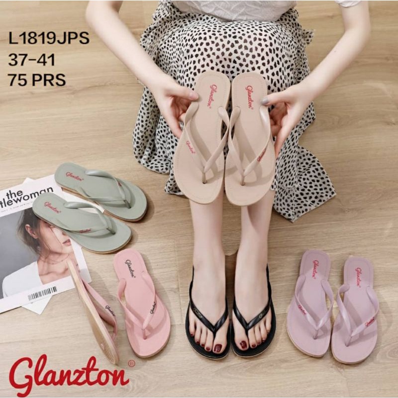 L1819YPS Sandal Jepit Karet Jelly Glanzton Wanita Doff Sendal Flat Teplek Glanston Glaston L1819JPS Import Impor L1819 1819 JPS Cewek Perempuan Terbaru Murah Anti Air 37-41