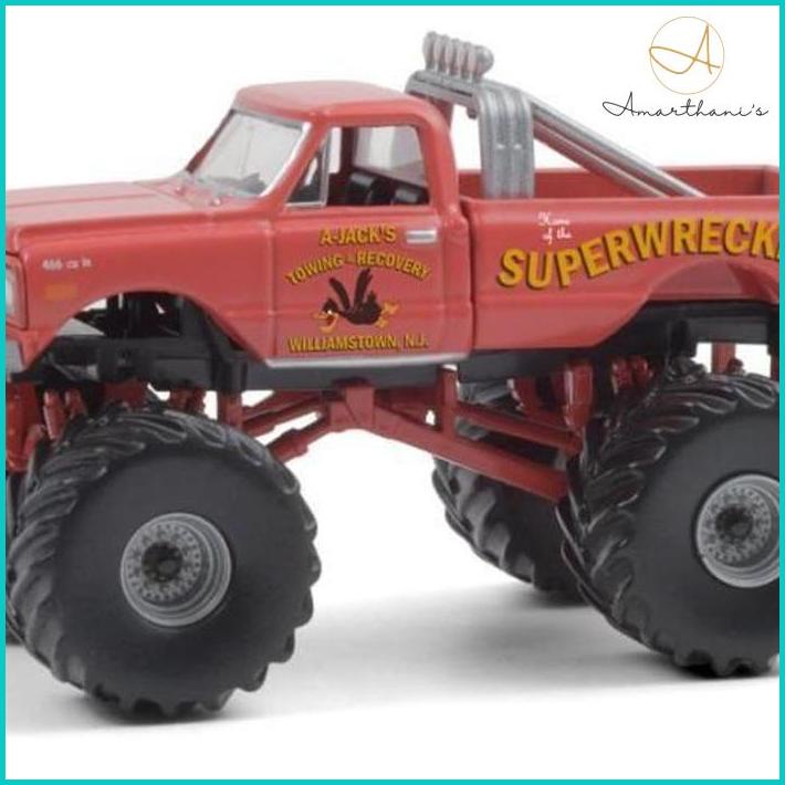 Ac - Greenlight 1:64 1968 Chevrolet K-10 Monster Truck "Superwrecker"Orange