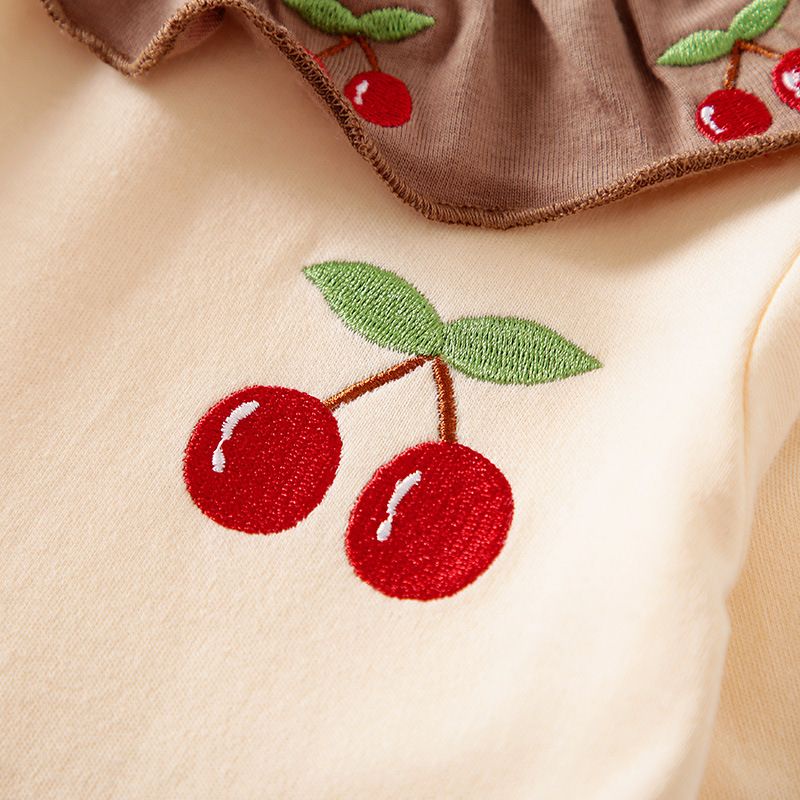 ANANAKSTORE - Baju jumper lengan panjang anak perempuan motif CHERRY CREAM 348 / Baby jumpsuit impor