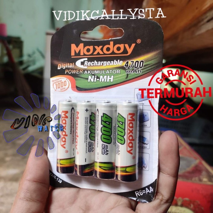 ASLI Battery baterai A2 AA Maxday 4700mAh isi ulang Rechargeable