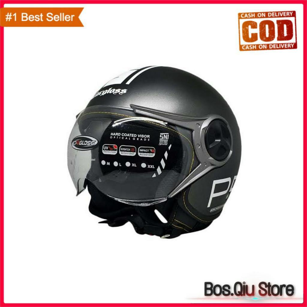 Helm Retro Bogo Cargloss YR Protect Gunmetal Grey