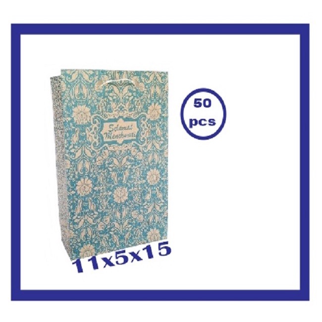 

Tas Kertas Paperbag 11x5x15 Souvenir Paper Bag Batik Biru 50pcs