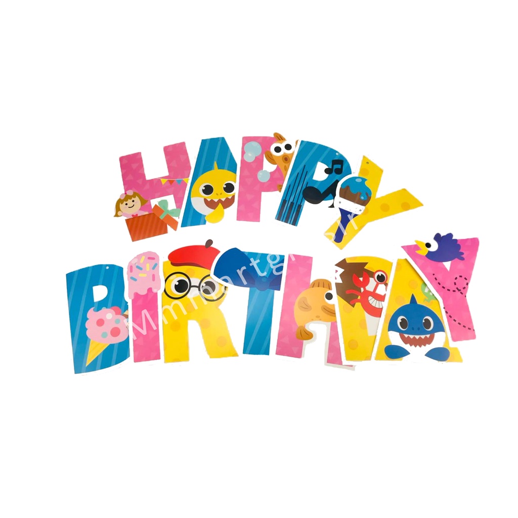 Banner BabyShark / Tulisan Happy Birthday / Hiasan ulang tahun / Jumbo