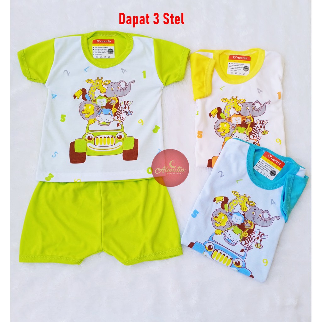 COD Setelan Baju Bayi  Lengan Pendek / 3 Stel Kaos Oblong Anak / Baju Bayi Harian